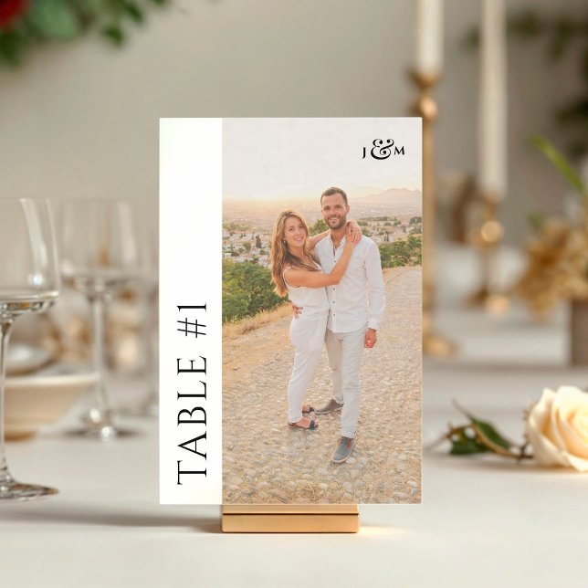 Simple Photo Monogram Wedding Bordsnummer (Skapare uppladdad)