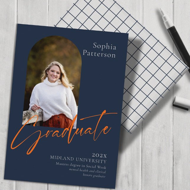 Simple Photo Navy Orange College Meddelande (Skapare uppladdad)