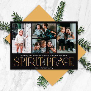 Simple Photo Peace Black Guld Julkort