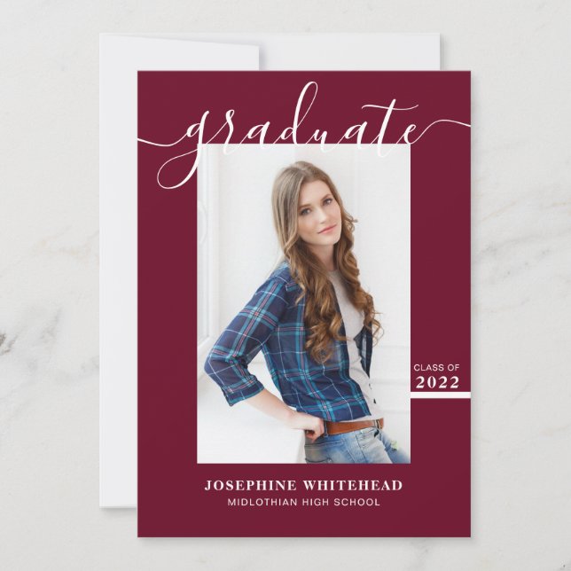 Simple Photo Student annons 2022 Burgundy Meddelande (Framsida)
