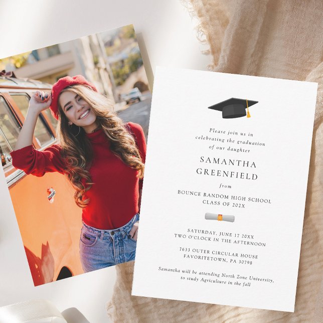 Simple Photo Studenten 2025 Party Inbjudningar (Graduation 2025 Photo Graduate Cap Party Invitation)