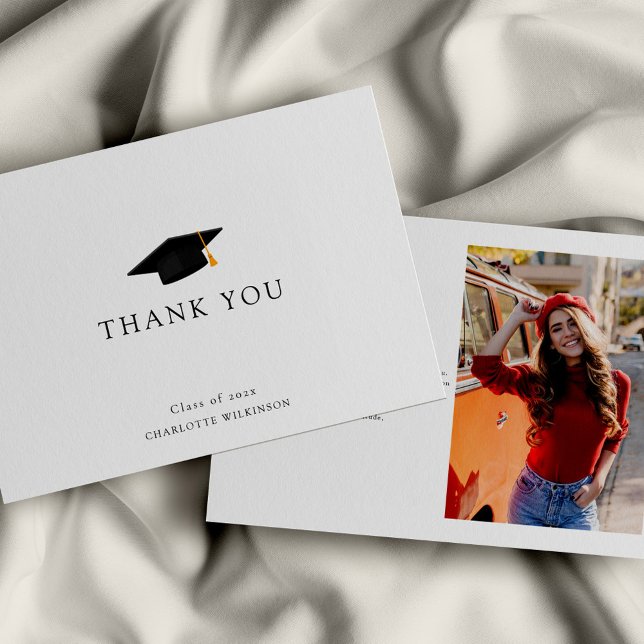 Simple Photo Studenten 2025 Tack Kort (Graduation 2025 Photo Thank You Card)