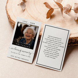 Simple Photo Sympathy Prayer Card Visitkort