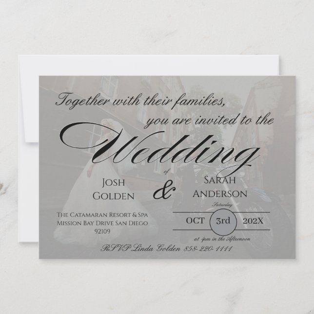 Simple Photo Wedding Invitation White & Black Inbjudningar (Framsida)