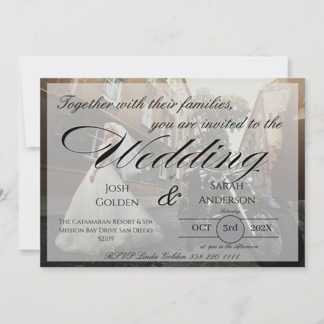Simple Photo Wedding Invitation White & Black Inbjudningar (Framsida)