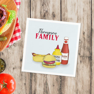 Simple Picnic Watercolor Hamburger Hotdog Cute Pappersservett