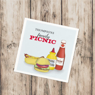 Simple Picnic Watercolor Hamburger Hotdog Cute Pappersservett