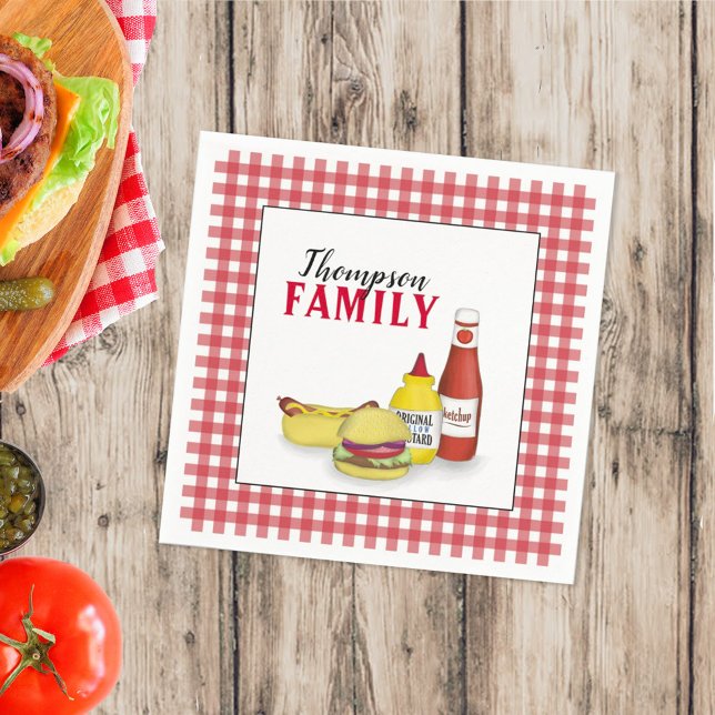 Simple Picnic Watercolor Hamburger Hotdog Cute Pappersservett (Skapare uppladdad)