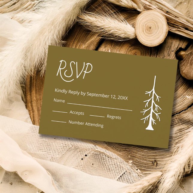 Simple Pine Tree Casual Wedding Rustic Brown  OSA Kort (Skapare uppladdad)