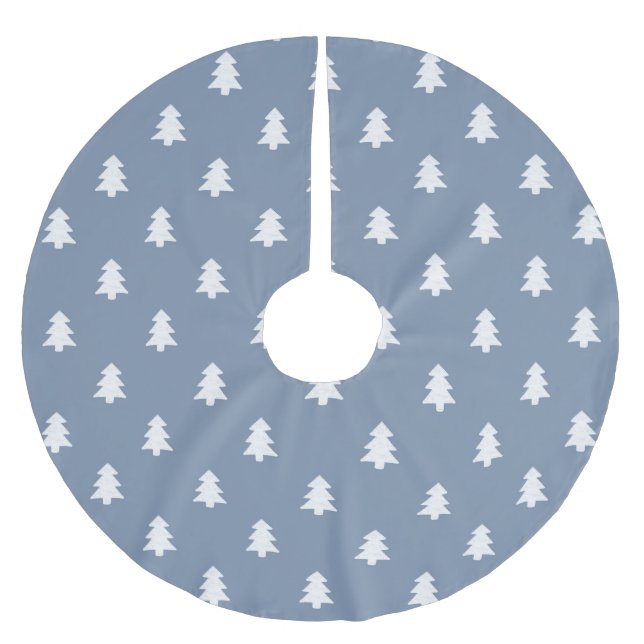 Simple Pine Trees Boho Farmhouse Nordic Blue Julgransmatta Borstad Polyester (Framsidan)