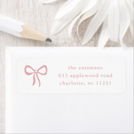 Simple Pink Bow Baby Return Address Returadress Etikett