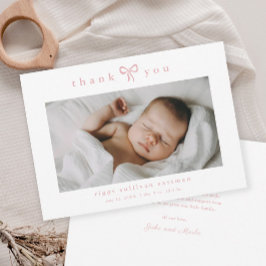 Simple Pink Bow Girl Baby Photo Tack Kort