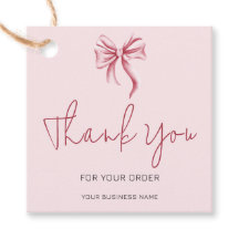 Simple Pink Bow Script Thank You Business 