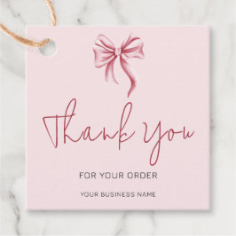 Simple Pink Bow Script Thank You Business  Gåvor Etiketter