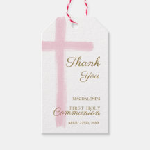 Simple Pink Cross Thank You First Holy Communion