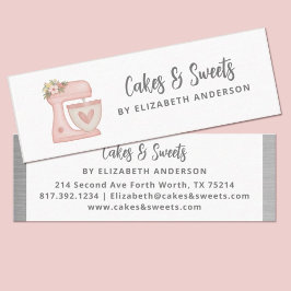 Simple Pink Floral Cake Mixer Bakery Mini Visitkort