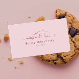 Simple Pink Made with Love Typography Bakery Visitkort