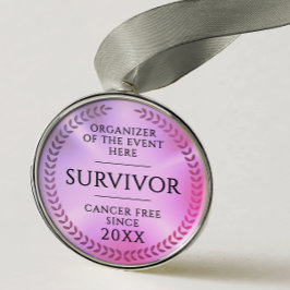 Simple Pink Survivor Awareness Fundraiser Medal Julgransprydnad Metall