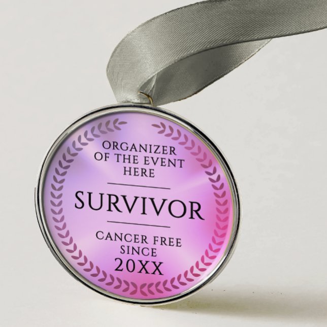 Simple Pink Survivor Awareness Fundraiser Medal Julgransprydnad Metall (Skapare uppladdad)