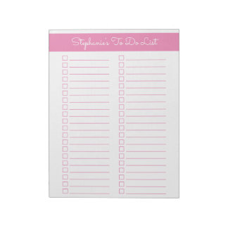 Simple Pink Vertical 8.5x11 Two Column Checklist Anteckningsblock