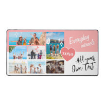 Simple pink white personalized text photo collage