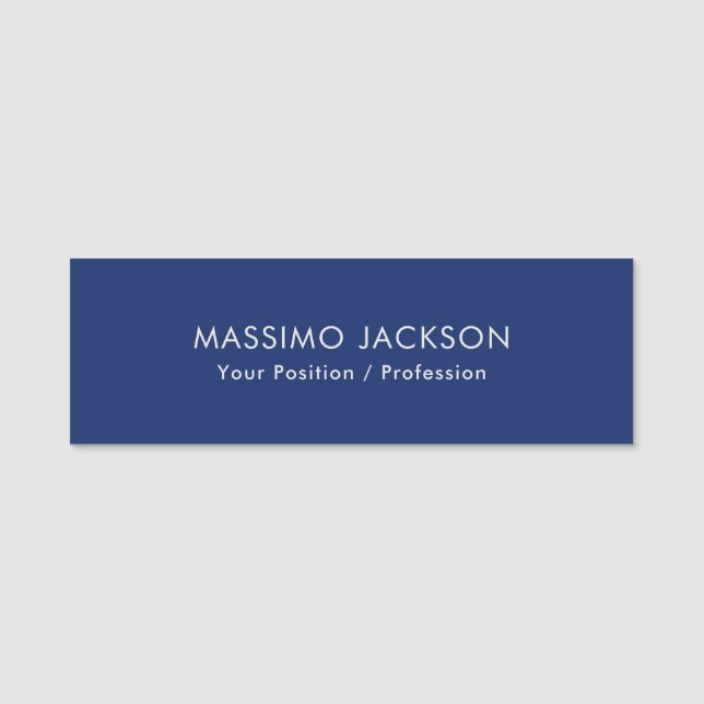 Simple Plain Minimalist Elegant Modern Blue Namnbricka (Framsida)