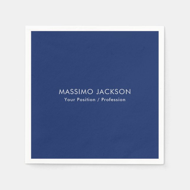Simple Plain Minimalist Elegant Modern Blue Pappersservett (Framsidan)