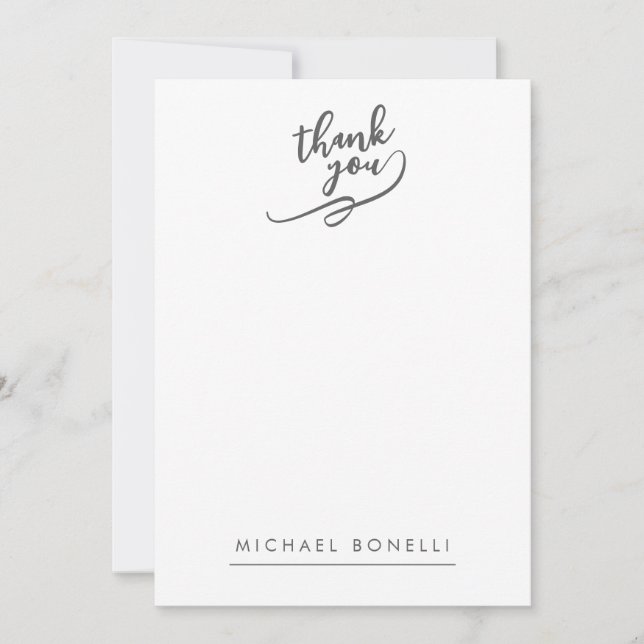 Simple Plain Minimalist Elegant Modern Name Thank  Anteckningskort (Framsida)