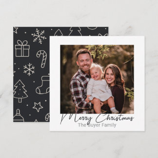 Simple Pleasures One Photo Doodle Christmas Card Julkort