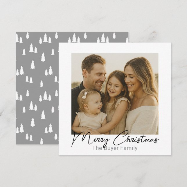 Simple Pleasures One Photo Gray Christmas Card Julkort (Fram/baksida)