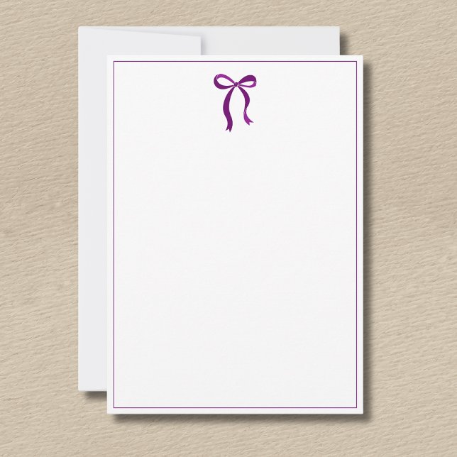 Simple Plum Purple Bow Thin Border No text Anteckningskort (Skapare uppladdad)
