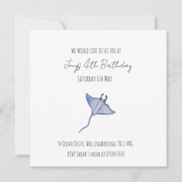 Simple Pojke Ocean Birthday Manta Ray Inbjudningar