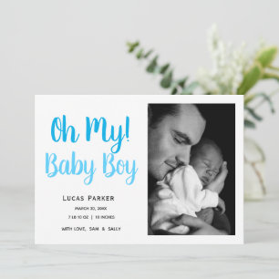 Simple Pojke Photo Collage Birth Meddelande