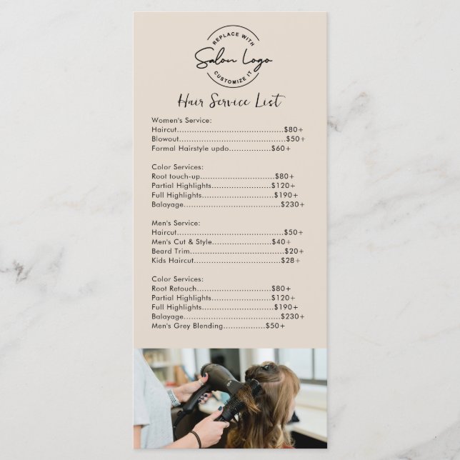 Simple Price List with QR Code Custom Hair salon Meny (Framsida)