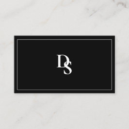 Simple Professional Black White Initials QR Code Visitkort