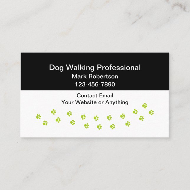 Simple Professional Dog Walking Business Cards Visitkort (Framsida)