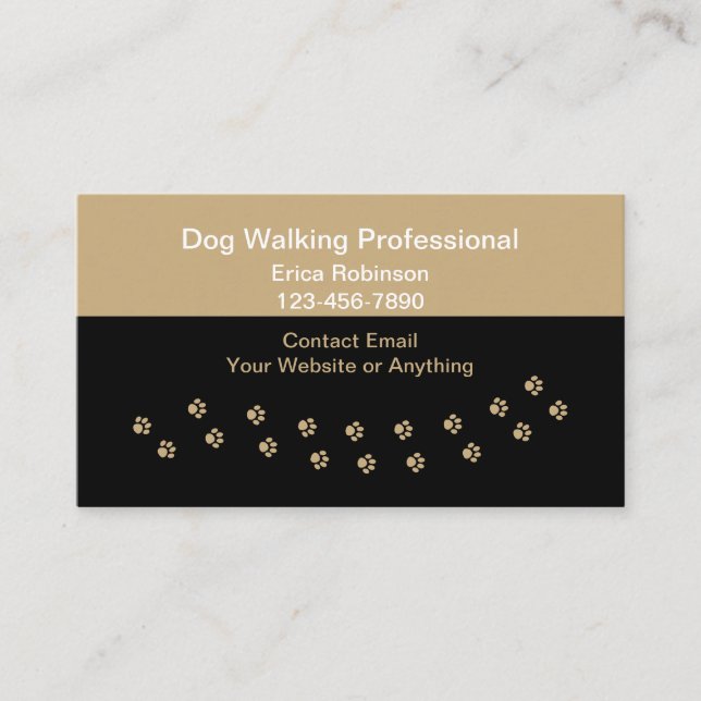 Simple Professional Dog Walking Business Cards Visitkort (Framsida)