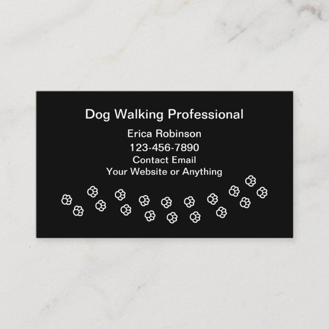 Simple Professional Dog Walking Business Cards Visitkort (Framsida)