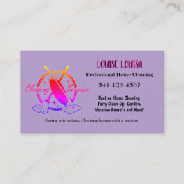 Simple Professional House Cleaning Business Cards Visitkort