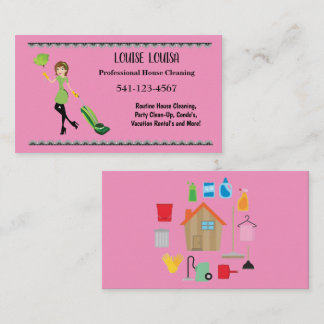 Simple Professional House Cleaning Business Cards Visitkort