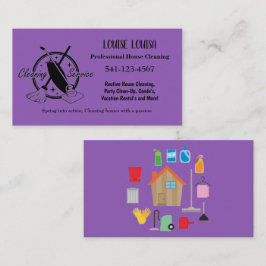 Simple Professional House Cleaning Business Cards Visitkort
