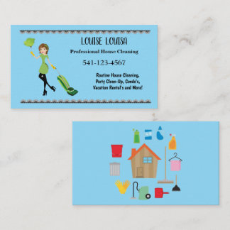 Simple Professional House Cleaning Business Cards Visitkort