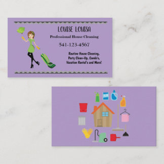 Simple Professional House Cleaning Business Cards Visitkort