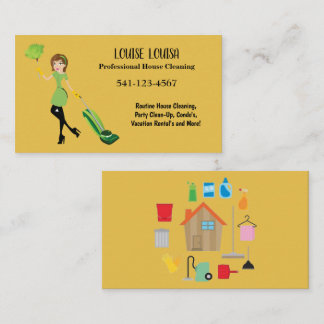 Simple Professional House Cleaning Business Cards Visitkort