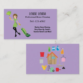 Simple Professional House Cleaning Business Cards Visitkort