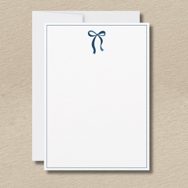 Simple Prussian Blue Bow Thin Border No text Anteckningskort (Skapare uppladdad)