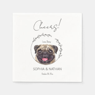 Simple Pug Bröllop Cocktail Napkins Pappersservett