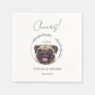 Simple Pug Bröllop Cocktail Napkins Pappersservett