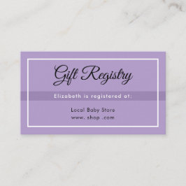 Simple Purple Babyshower Registry Enclosure Card Tilläggskort