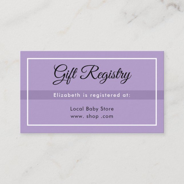 Simple Purple Babyshower Registry Enclosure Card Tilläggskort (Framsida)